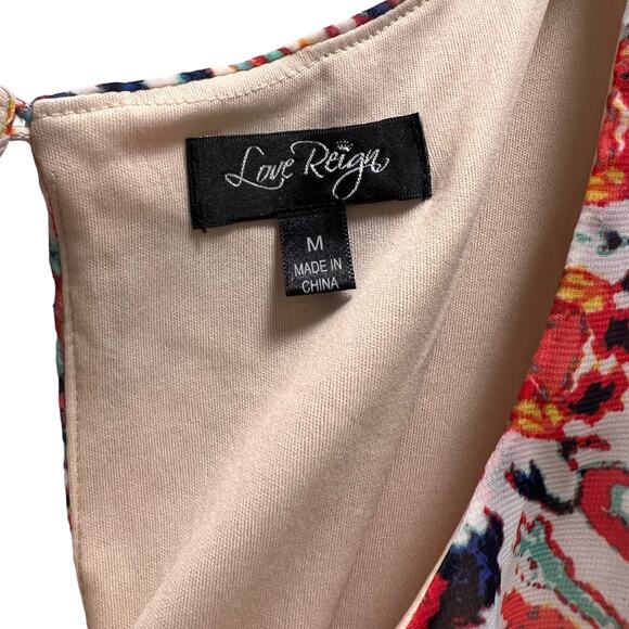 Love Reign Geometric Print Maxi Dress Size M Scoop Neck Sleeveless Front Slit - Picture 4 of 15